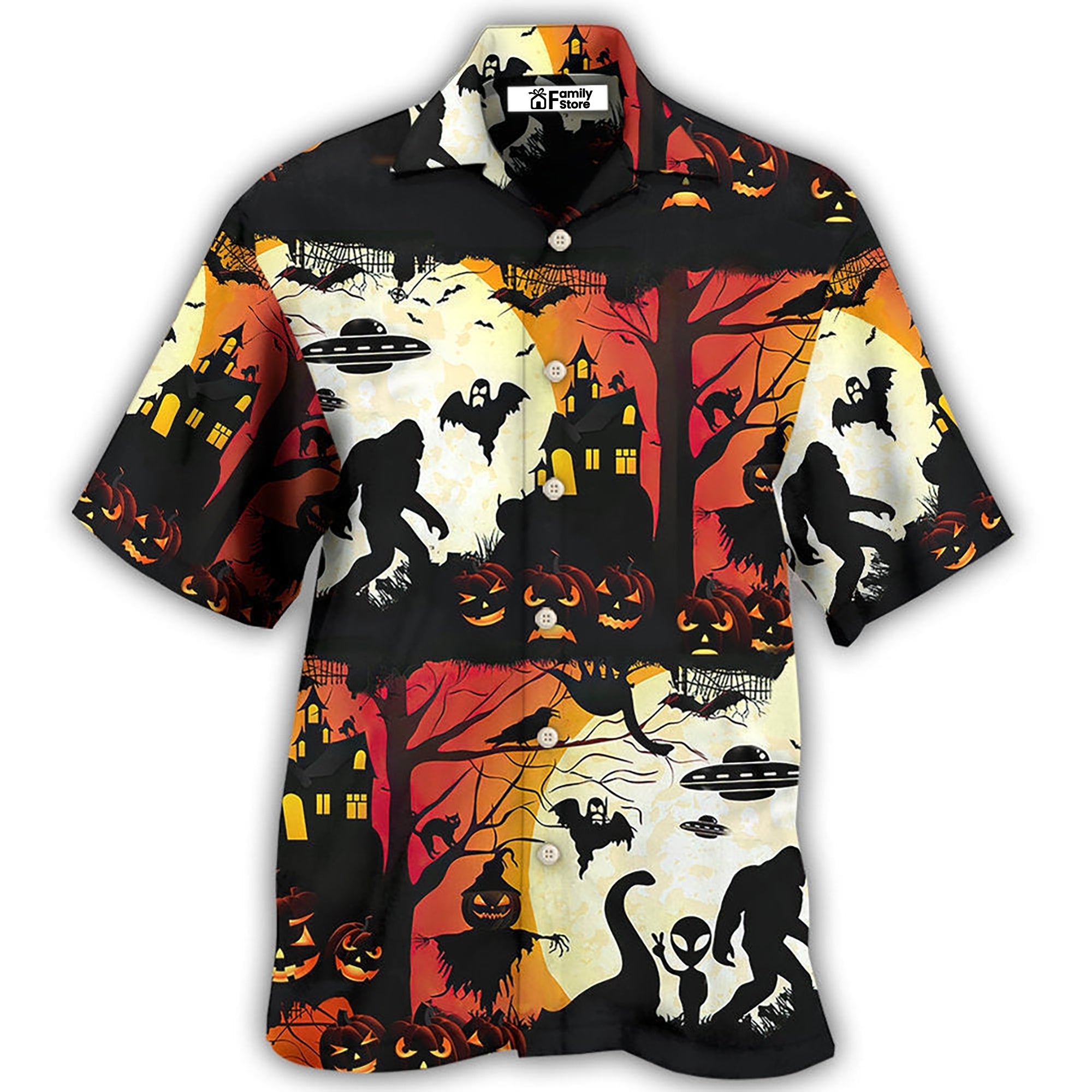 Halloween Ew People Bigfoot UFO - Hawaiian Shirt