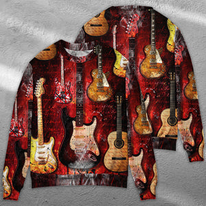 Halloween Guitar Abstract Guitar Art Style - Sweater