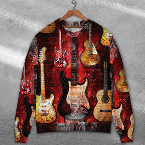 Halloween Guitar Abstract Guitar Art Style - Sweater