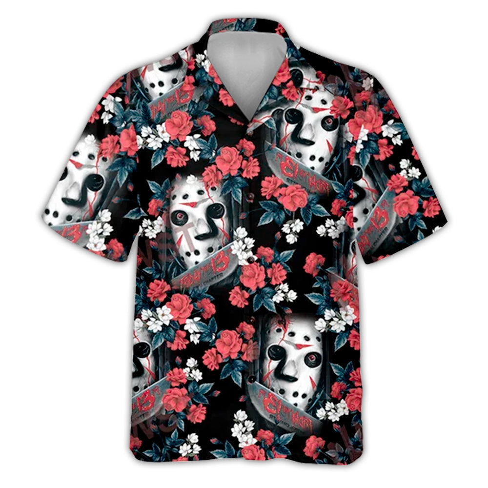 Halloween Jason Voorhees Flower Tropical Style - Hawaiian Shirt