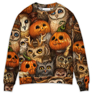 Halloween Owl Pumpkin Pattern - Sweater