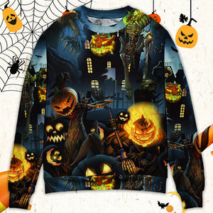 Halloween Pumpkin Scary Sky Night - Sweater