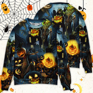 Halloween Pumpkin Scary Sky Night - Sweater