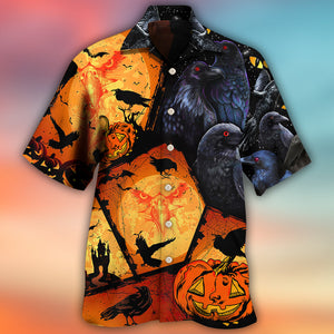 Halloween Raven Pumpkin Scary - Hawaiian Shirt