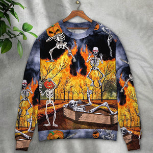 Halloween Skeleton Party Pumpkin Burning Scary - Sweater