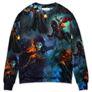 Halloween Skull Pumpkin Scary Sky Night - Sweater