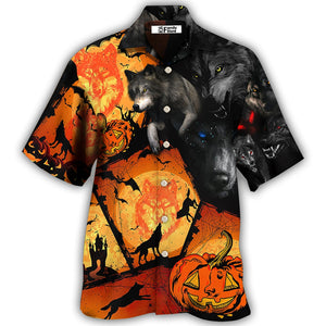 Halloween Wolf Pumpkin Scary - Hawaiian Shirt