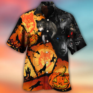 Halloween Wolf Pumpkin Scary - Hawaiian Shirt