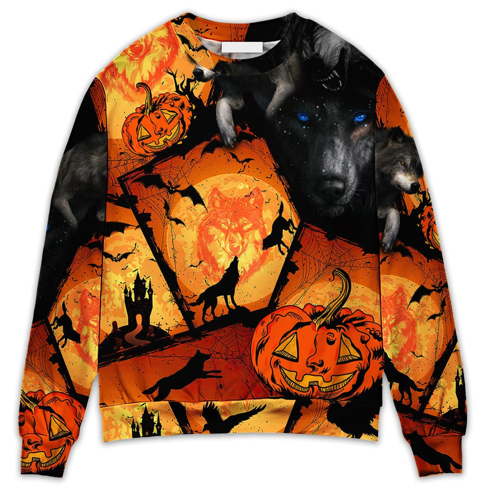 Halloween Wolf Pumpkin Scary - Sweater