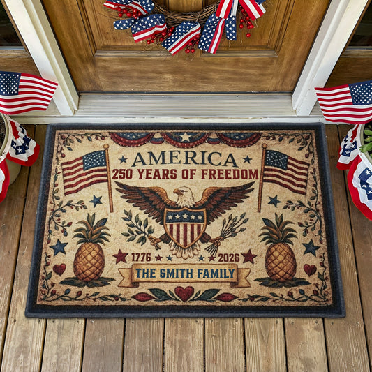 Happy250ThAnniversarySemiquincentennial PersonalizedDoormat1