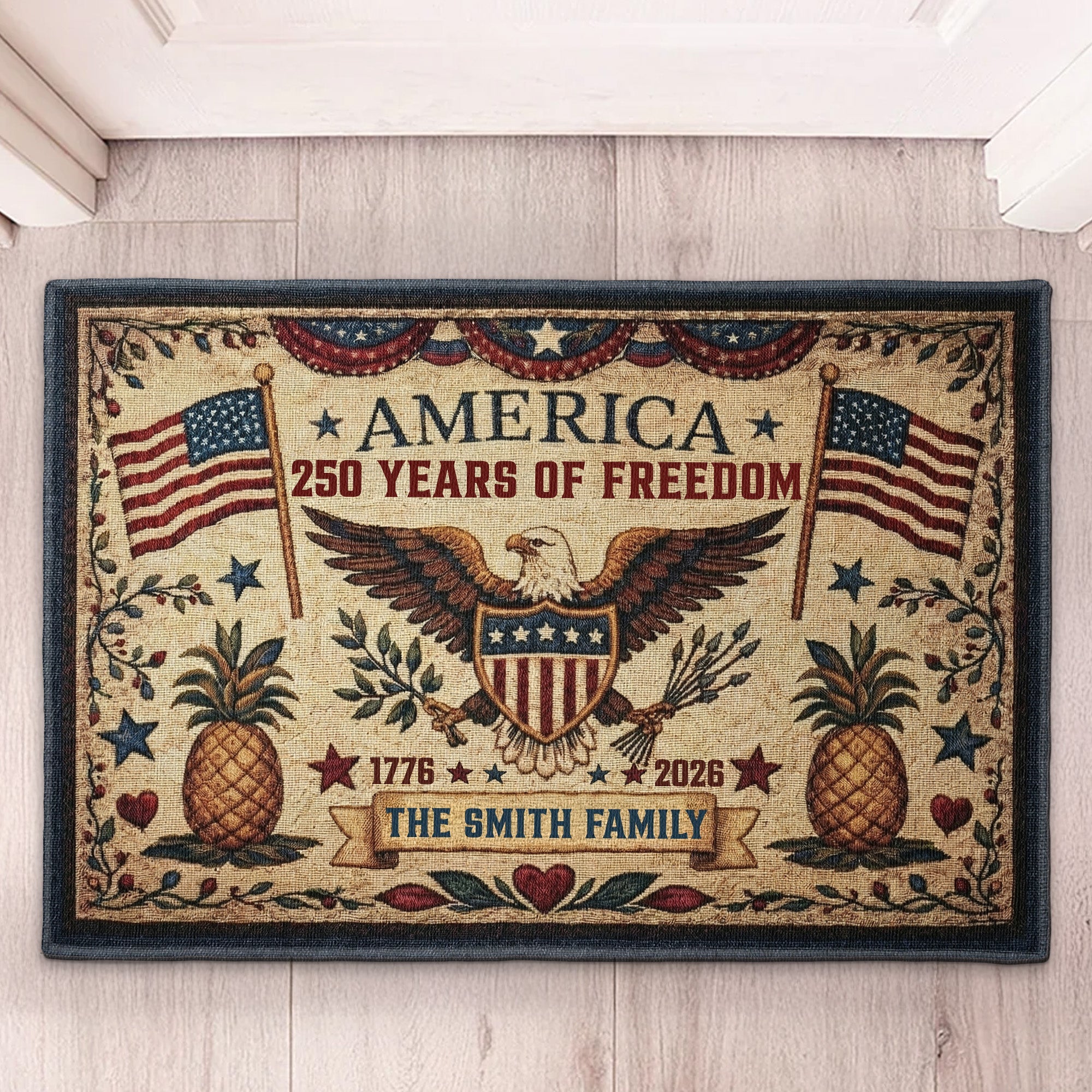 Happy250ThAnniversarySemiquincentennial PersonalizedDoormat2