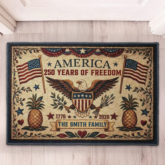 Happy250ThAnniversarySemiquincentennial PersonalizedDoormat2