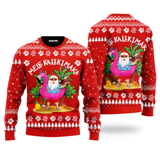 Hawaii Santa Claus Mele Kalikimaka Ugly Christmas Sweater For Men Women UH1719