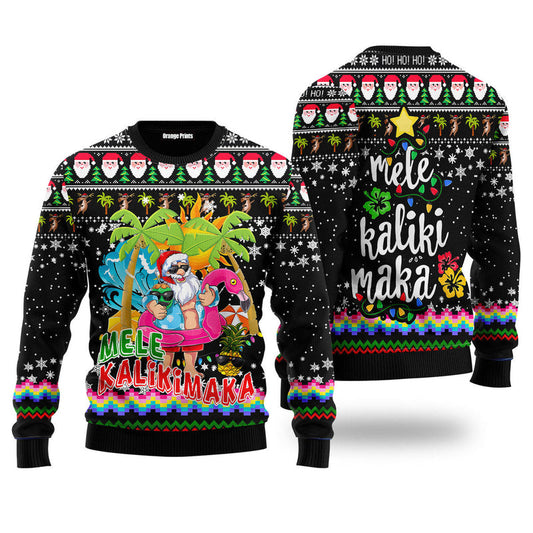Hawaiian Santa Claus Mele Kalikimaka Ugly Christmas Sweater For Men Women UH1925