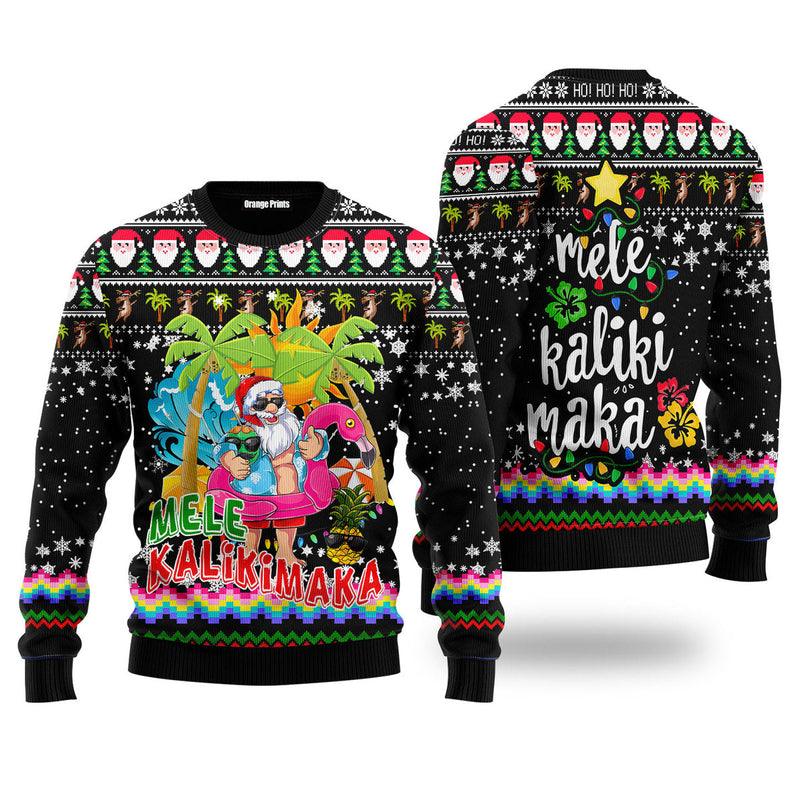 Hawaiian Santa Claus Mele Kalikimaka Ugly Christmas Sweater For Men & Women