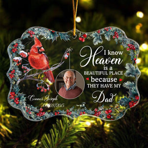 Heaven Is A Beautiful Place - Personalized Memorial Photo Ornament PT CU4092625