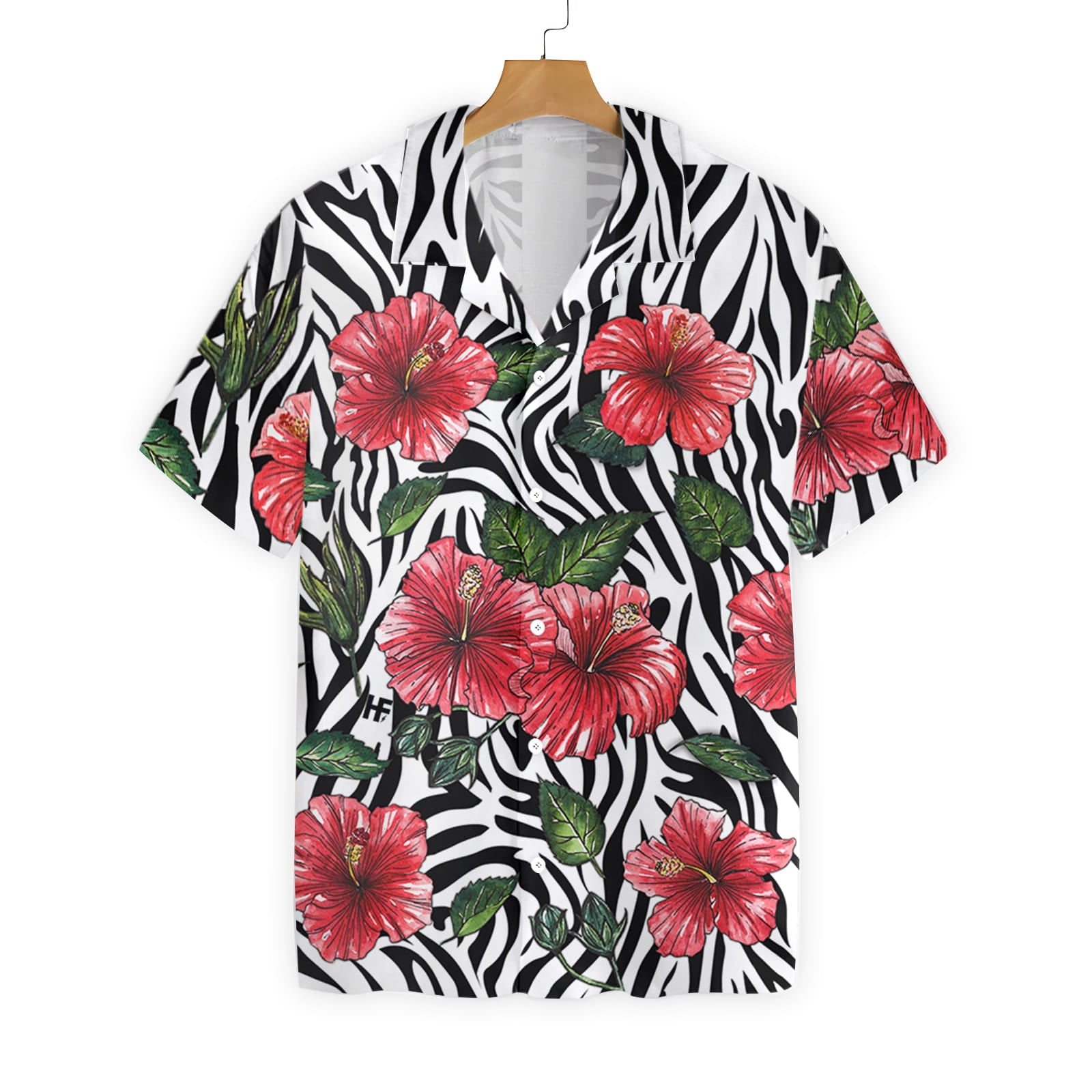 Hibiscus Zebra Watercolor Painting Art Hawaiian Shirt