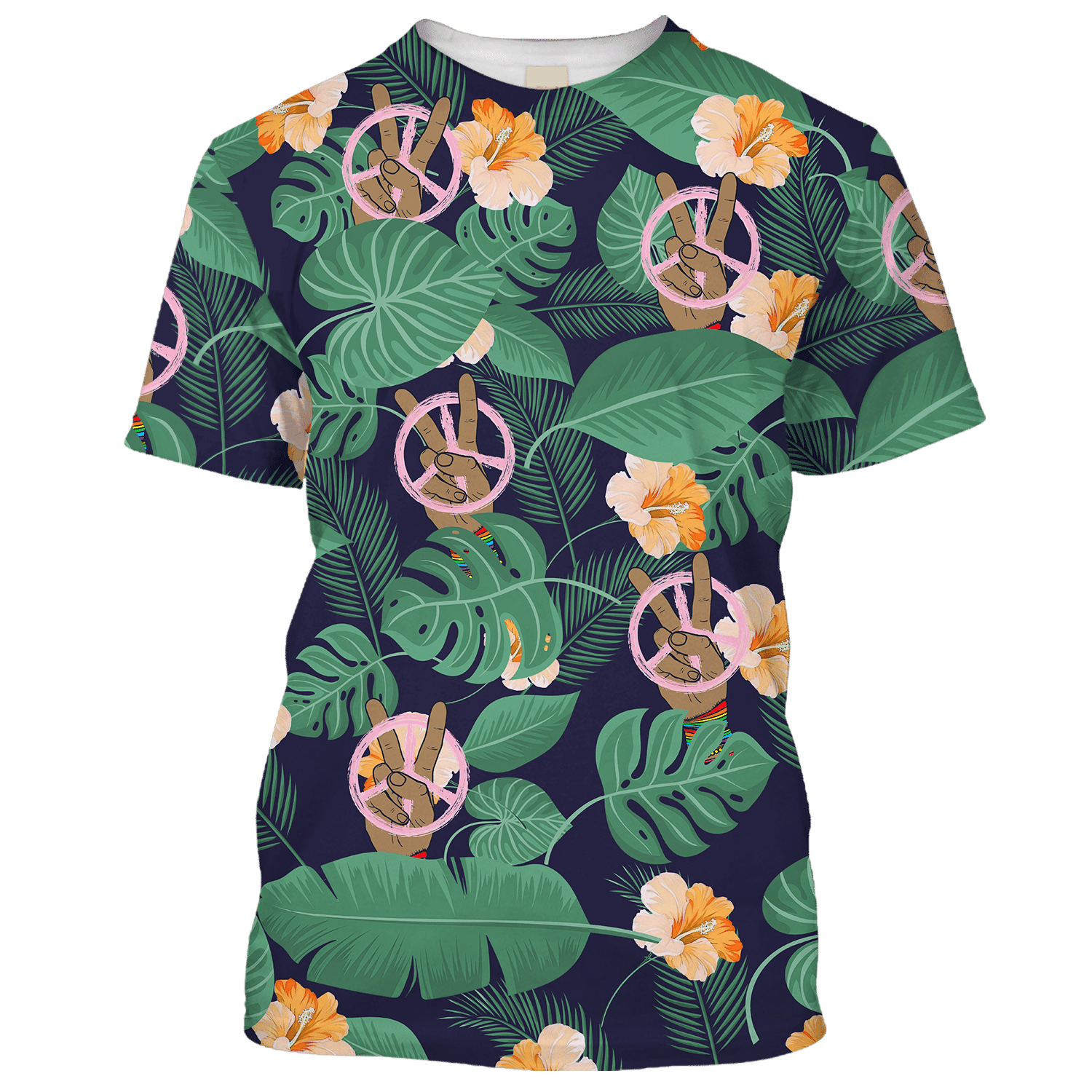 Hippie 2 Fingers, Flowers And Peace - T-Shirt For Men, Women