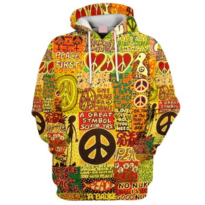 Hippie A Great Symbol 50 For Yrs, Love Is All You Need - Hoodie