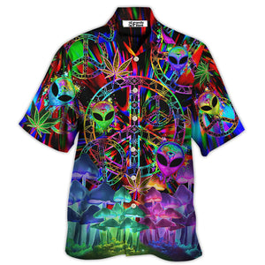 Hippie Alien Peace Color Stunning Hawaiian Shirt