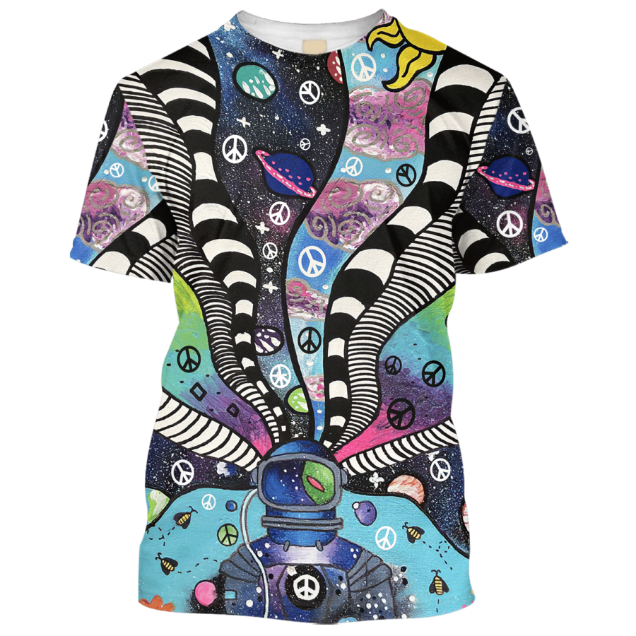 Hippie Art Astronauts To Enter The Peaceful World - T-Shirt For Men, Women