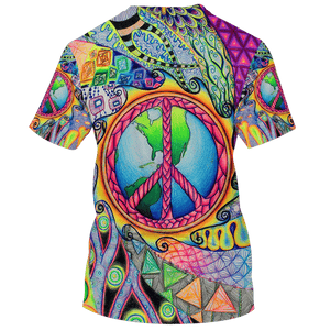 Hippie Art Earth And Peace - T-Shirt For Men, Women