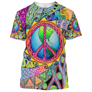 Hippie Art Earth And Peace - T-Shirt For Men, Women