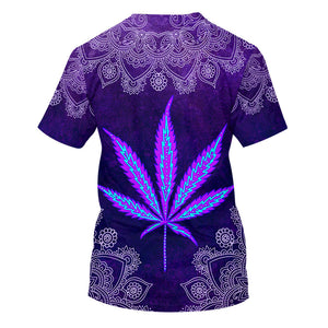 Hippie Cannabis Leaves  Purple T-Shirt For Men, Women