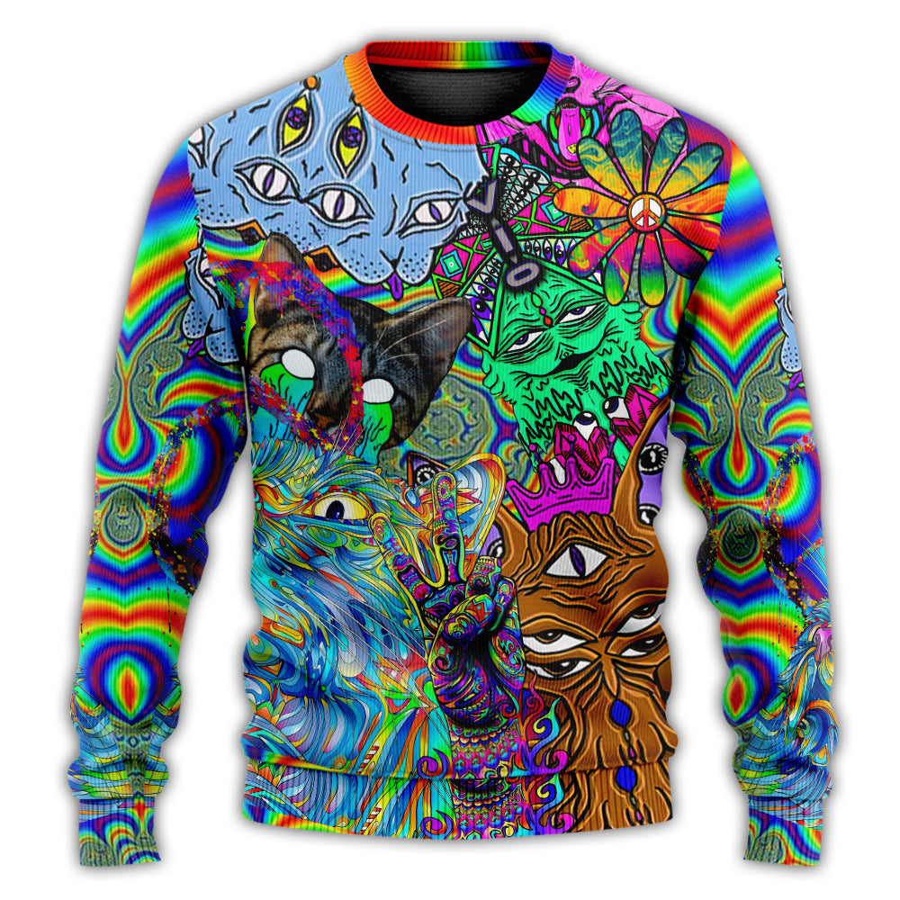 Hippie Cat Break My Mind Ugly Sweaters