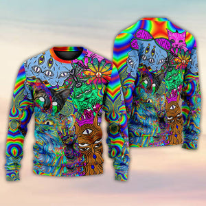 Hippie Cat Break My Mind Ugly Sweaters