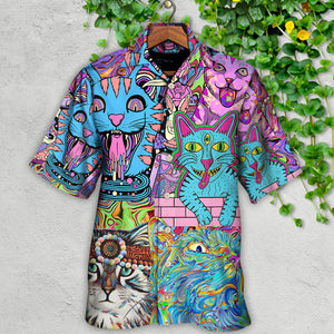 Hippie Cat Wonderful World - Hawaiian Shirt