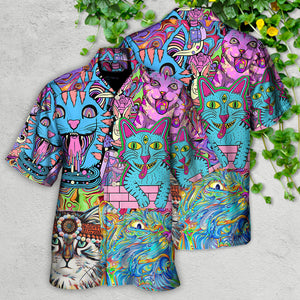 Hippie Cat Wonderful World - Hawaiian Shirt