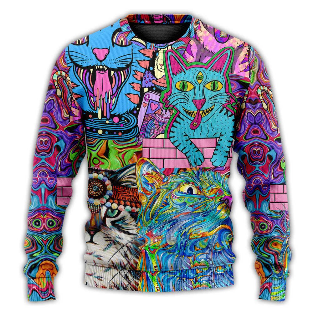 Hippie Cat Wonderful World Ugly Sweaters