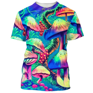 Hippie Colorful Giant Mushrooms - T-Shirt