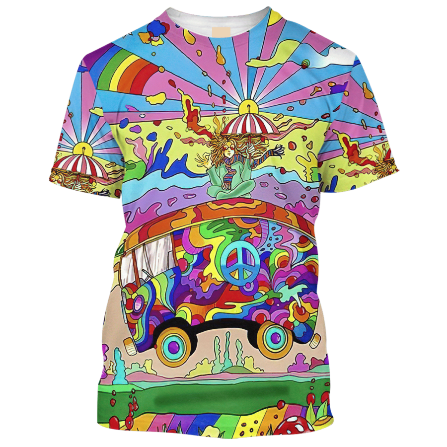 Hippie Every Little Thing Is Gonna Be Alright  Peace Car - T-Shirt