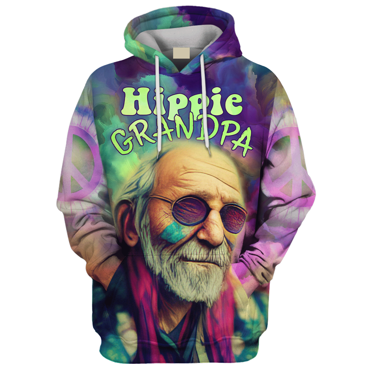 Hippie Face Painting Of The Grandpa - Hoodie For Men, Women