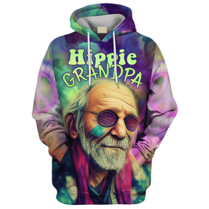 Hippie Face Painting Of The Grandpa - Hoodie For Men, Women