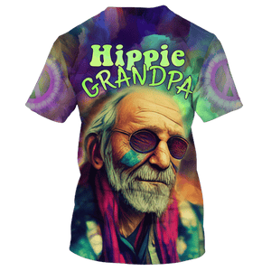 Hippie Face Painting Of The Grandpa - T-Shirt