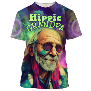 Hippie Face Painting Of The Grandpa - T-Shirt