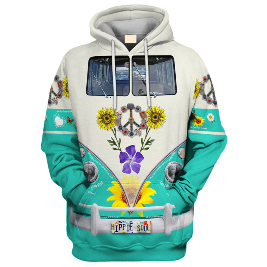 Hippie Front Windscreen With Sunflower - Hoodie For Men, Women