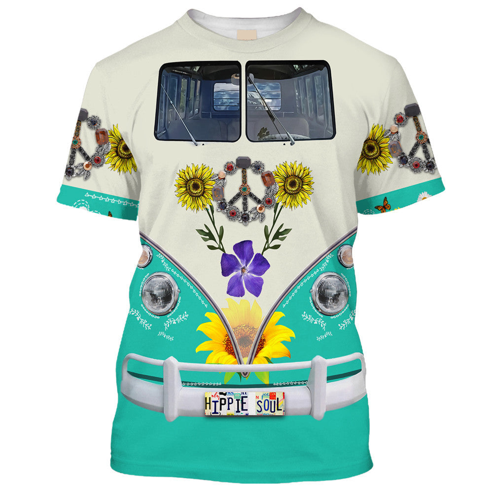 Hippie Front Windscreen With Sunflower - T-Shirt For Men, Women