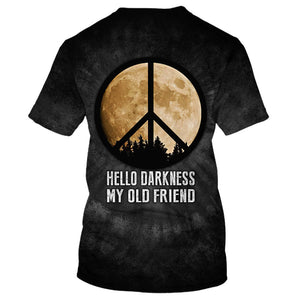 Hippie Hello Darkness My Old Friend Under The Moonlight - T-Shirt For Men, Women