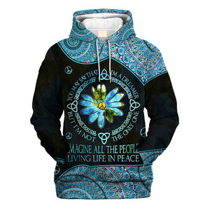 Hippie Imagine All The People Living Life In Peace - Hoodie For Men, Women