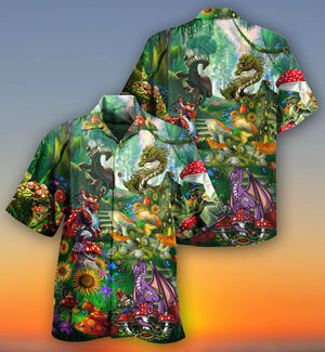 Hippie Magic World Mushrooms Dragon - Hawaiian Shirt