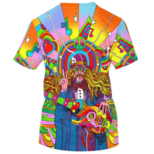 Hippie Men With Guitar, Music - T-Shirt For Men, Women