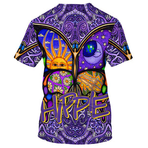 Hippie Moon, Sun And Earth Purple T-Shirt For Men, Women