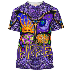 Hippie Moon, Sun And Earth Purple T-Shirt For Men, Women