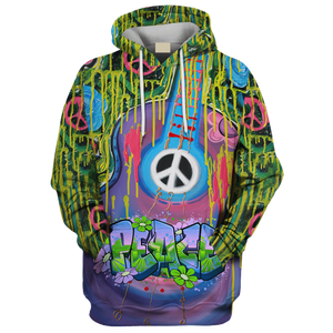 Hippie Music With Guitar And Peace - Hoodie For Men, Women