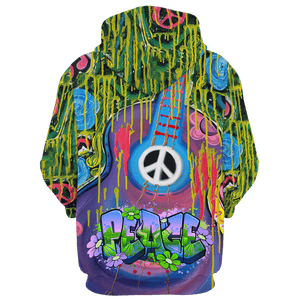 Hippie Music With Guitar And Peace - Hoodie For Men, Women