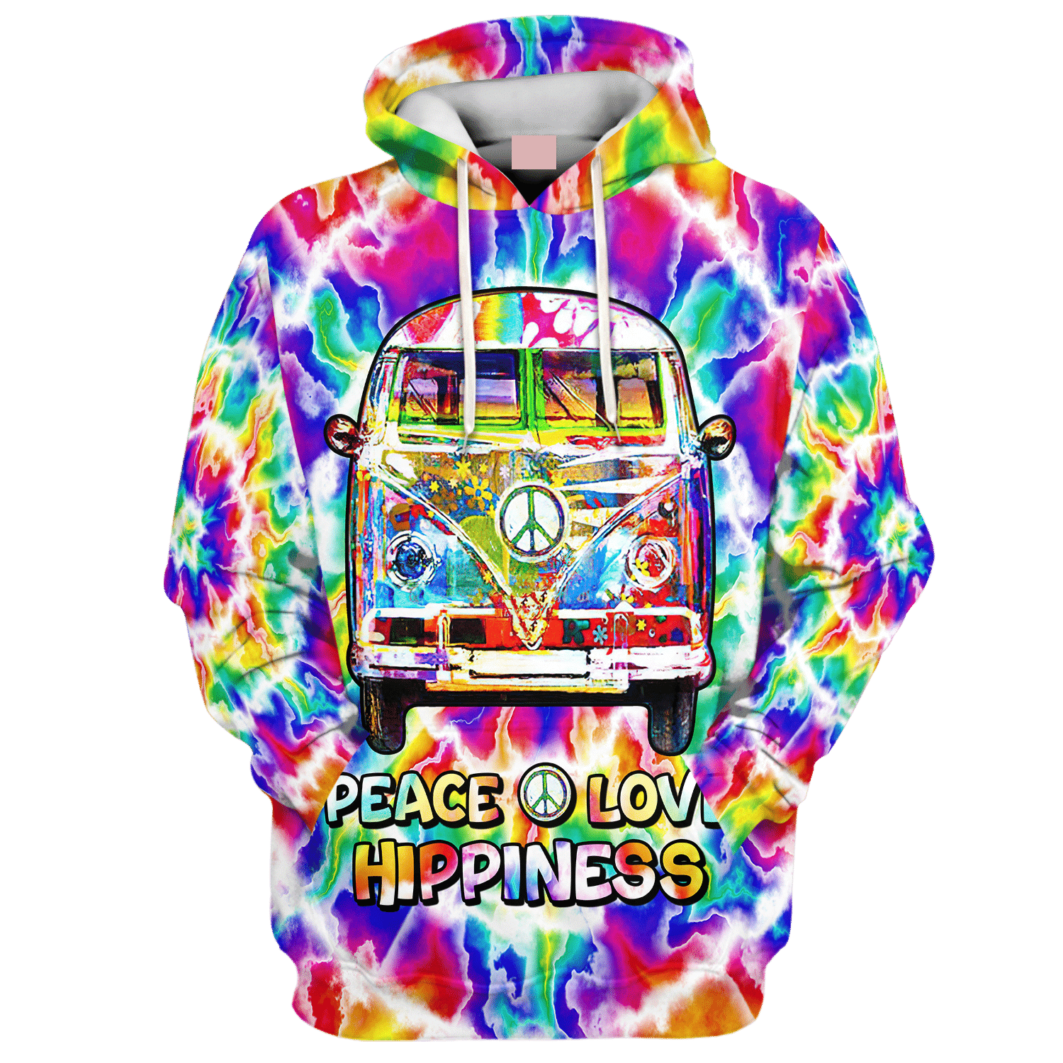 Hippie Peace Love Hippieness With Car On The Way - Hoodie For Men, Women